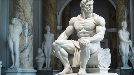 statue of a person in gym