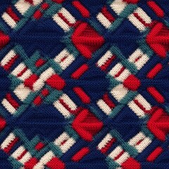 Fabric knitted seamless pattern with geometric shape spots. bright colors background for knitwear design or print, modern strips mat, Generative AI illustration