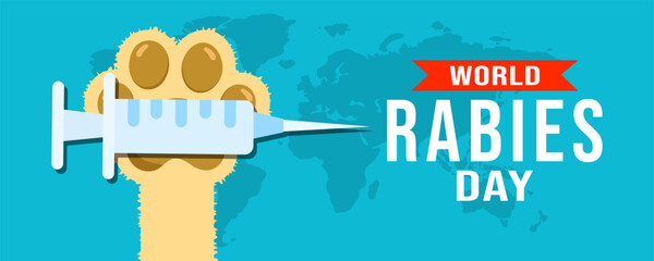 World Rabies Day on 28 September Banner Background. Horizontal Banner Template Design. Vector Illustration