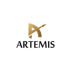 Vector illustration of Artemis logo icon on white background, archer logo