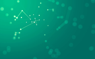 Abstract background. Molecules technology with polygonal shapes, connecting dots and lines. Connection structure. Big data visualization.