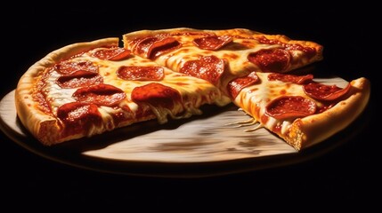 pizza isolated on black background