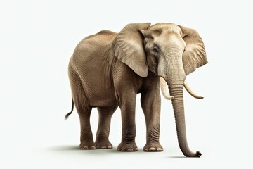 Fototapeta na wymiar Elephant Full Body with White Background, Generative A.i