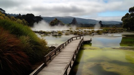 Rotorua New Zealand lake in the mountains