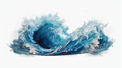large waves crashing isolated on transparent background