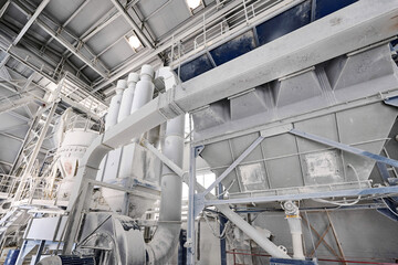 Blocks of bag filters and air cyclones at industrial plant