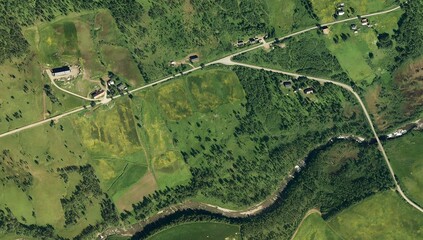 Aerial top view, earth landscape, satellite
