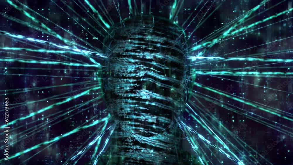 Poster ai artificial intelligence face 2 loop. an abstract representation of artificial intelligence