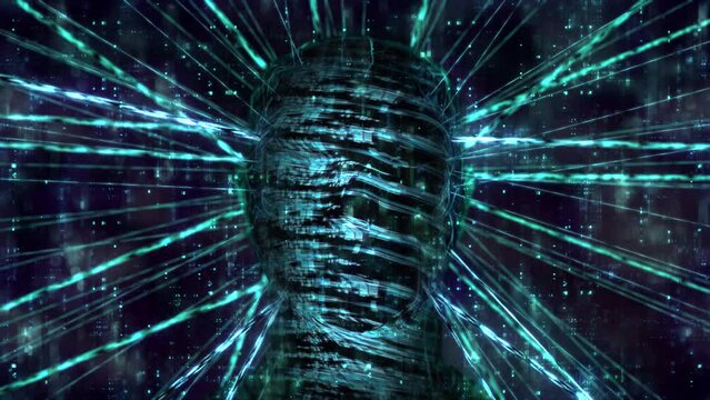 AI Artificial Intelligence Face 2 loop. An abstract representation of Artificial Intelligence
