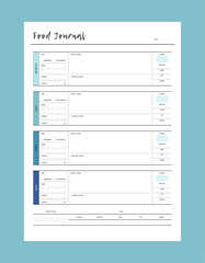 Food Journal. Plan you food day easily. Vector illustration.
