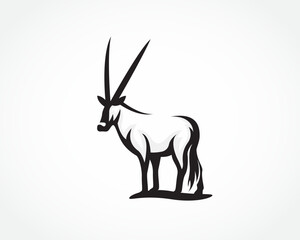 silhouette stand wild oryx logo design template illustration inspiration