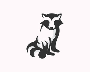 cute stand raccoon logo icon symbol design template illustration inspiration