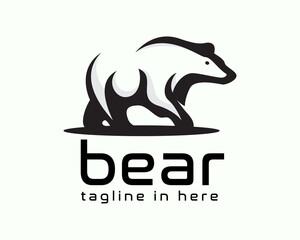 walking bear logo symbol design template illustration inspiration