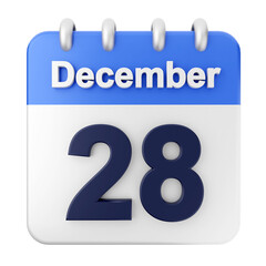 3d calendar december icon illustration render