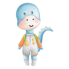 watercolor astronaut dinosaur, Education Back to School concept, kids illustration © Apixsala