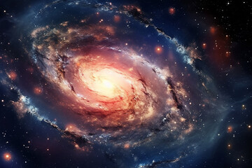 Beautiful View of Milky Way Nebula Spiral Galaxy Sky with Stars on Outer Space Background
