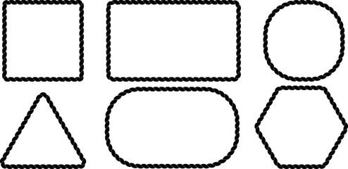 silhouette rope frame set on transparent background