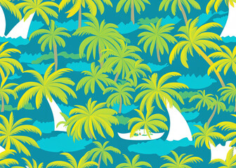 Fototapeta na wymiar abstract tropical background, wallpaper of palm trees, summer holiday concept created with generative ai technology
