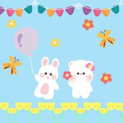 Background 94 a party of rabbits and bears