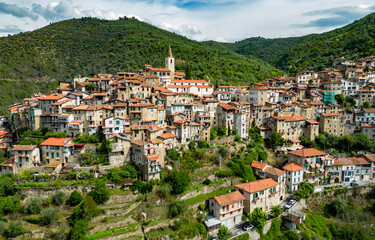 Fototapeta na wymiar View of Apricale in the Province of Imperia, Liguria, Italy