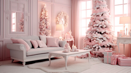Christmas decoration in living room, ai generated