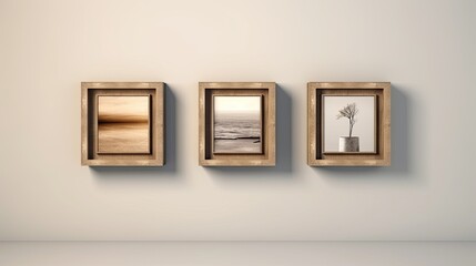 Mockup for four in-room picture frames. 3:2 is the aspect ratio for picture frames. Generative AI