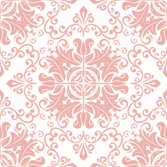 Classic seamless vector pink pattern. Damask orient ornament. Classic vintage background. Orient pattern for fabric, wallpapers and packaging