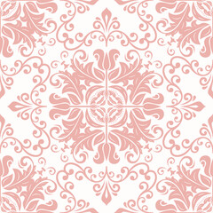 Classic seamless vector pink pattern. Damask orient ornament. Classic vintage background. Orient pattern for fabric, wallpapers and packaging