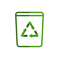 Green recycle bin outline icon vector design