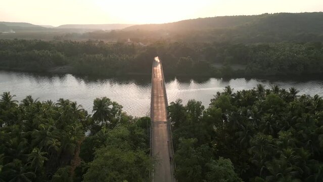 nerur paar bridge on karli river beautiful greenary on road site malavn morning view