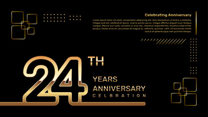 24 year anniversary template design with gold color and double line numbers, vector template