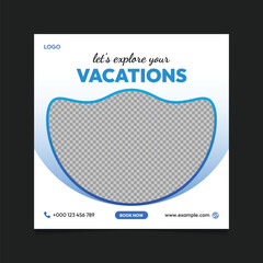 Travel sale social media post vector template.for traveling agency