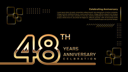 48 year anniversary template design with gold color and double line numbers, vector template