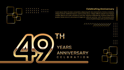 49 year anniversary template design with gold color and double line numbers, vector template