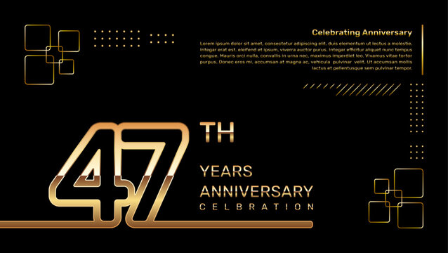47 year anniversary template design with gold color and double line numbers, vector template