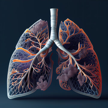 Colored x-ray of the chest patient with lung cancer Generative AI