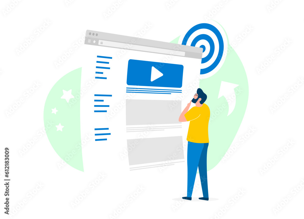 Aufkleber programmatic advertising and targeting native marketing concept. inbound automated buying and sellin