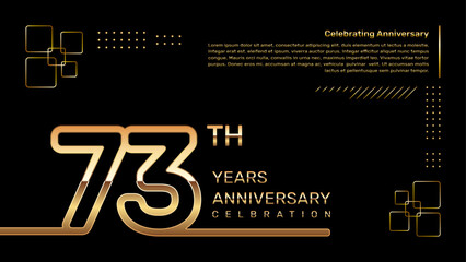 73 year anniversary template design with gold color and double line numbers, vector template