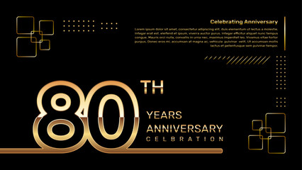 80 year anniversary template design with gold color and double line numbers, vector template