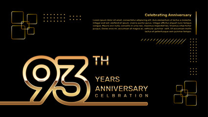 93 year anniversary template design with gold color and double line numbers, vector template