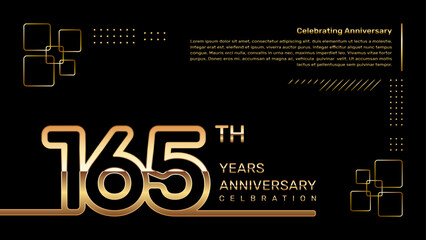 165 year anniversary template design with gold color and double line numbers, vector template