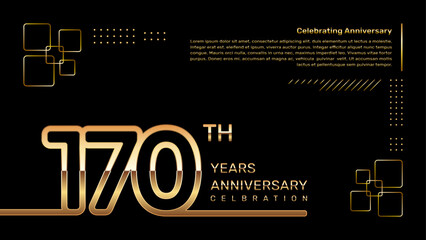 170 year anniversary template design with gold color and double line numbers, vector template