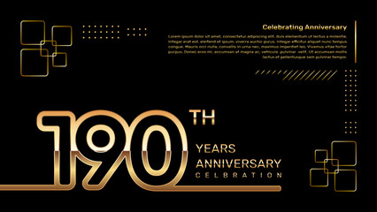 190 year anniversary template design with gold color and double line numbers, vector template