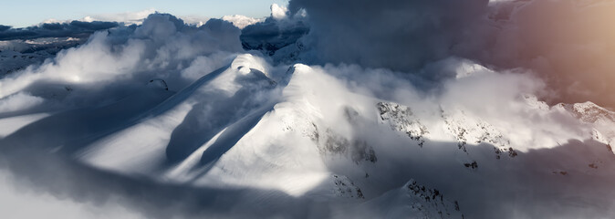 Aerial Panoramic View of Canadian Mountain Landscape. Squamish, British Columbia, Canada