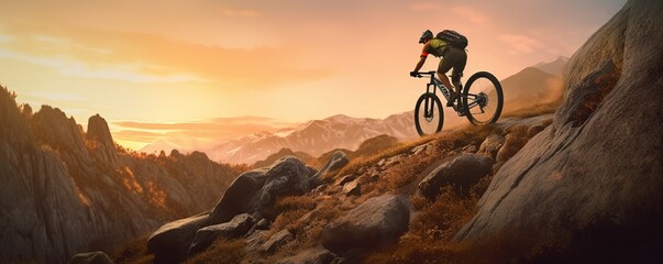 Fototapeta na wymiar cycling downhill sport Generative AI
