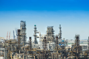 oil refinery oil and gas industry Petrochemical plant area and energy concept factory oil storage...
