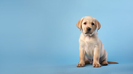 Labrador retriever dog on blue background (Generative AI)