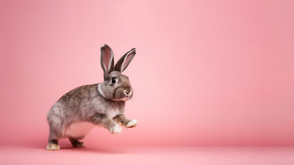 Fototapeta premium Polish rabbit on pink background (Generative AI)