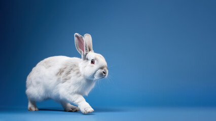 Polish rabbit on blue background (Generative AI)