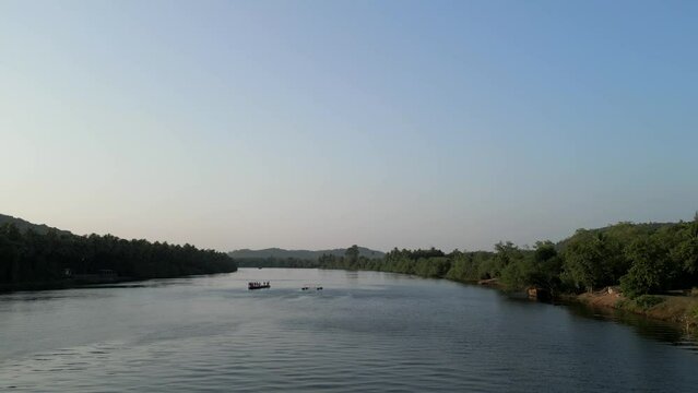 fishing boat stand on karli river water malvan